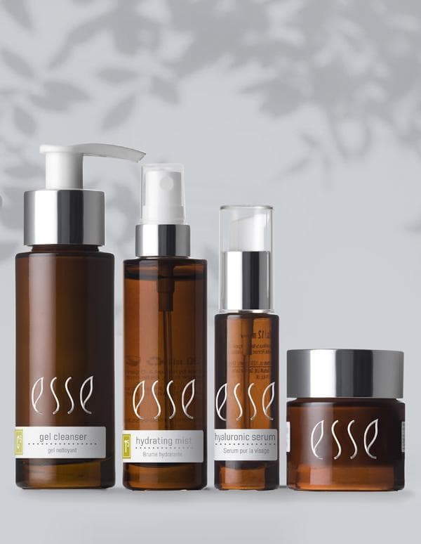 Certified organic Esse Skincare product line-up at Luxe Laser & Aesthetics in Woodbridge, Virginia